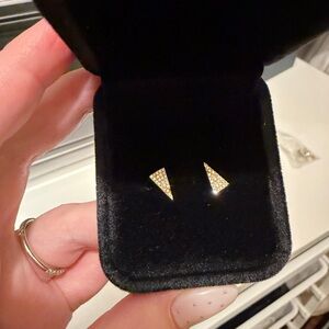 14K yellow gold and diamond triable stud earrings